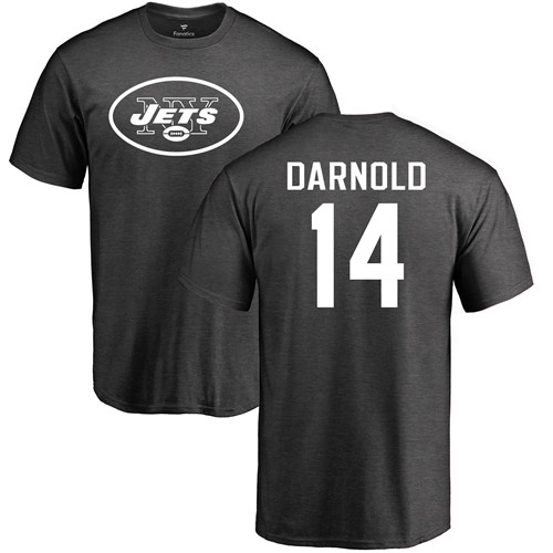 New York Jets Men Ash Sam Darnold One Color NFL Football #14 T Shirt